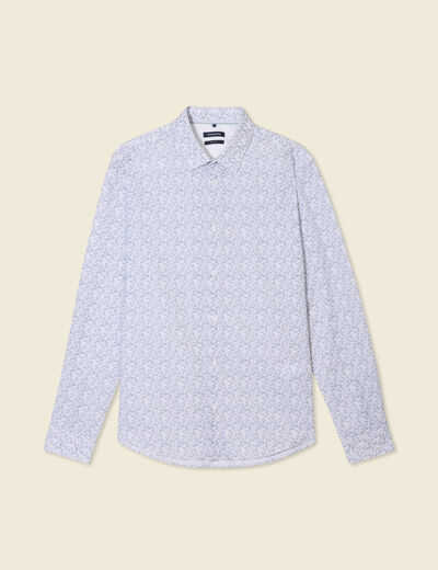 Chemise cintr&eacute;e en coton manches longues gris homme