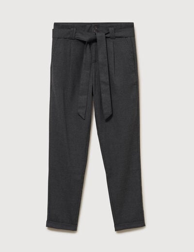 Pantalon paperbag gris femme