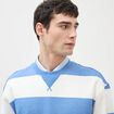 Sweat ray&eacute; col rond manches longues bleu violet homme