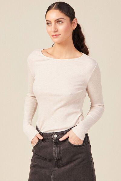 T-shirt éco-responsable beige femme