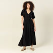 Robe longue évasée fluide noir femme