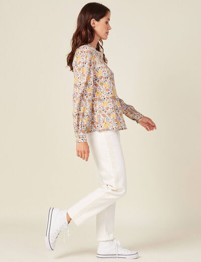 Blouse manches longues beige femme
