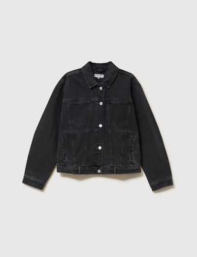 Veste oversize en jean denim gris femme