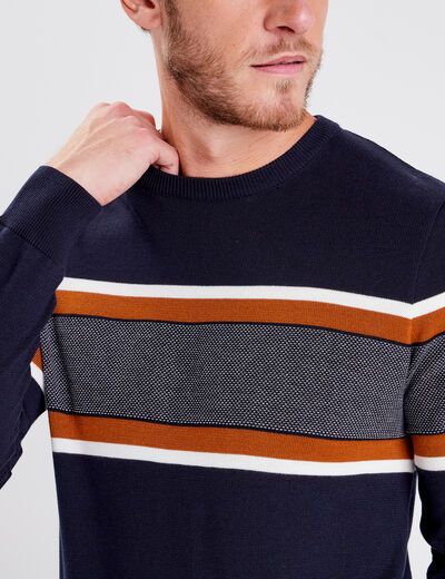 Pull manches longues bleu foncé homme
