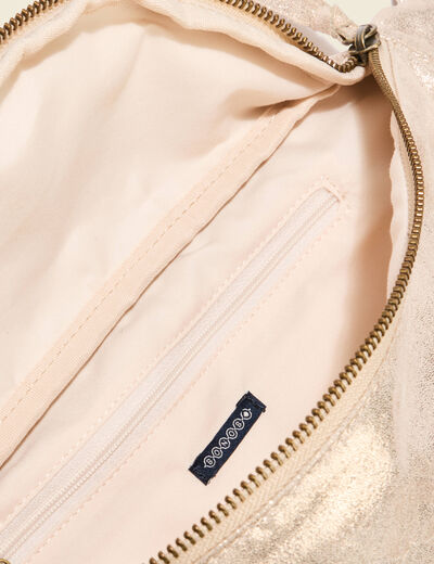 Sac banane métallisé beige femme