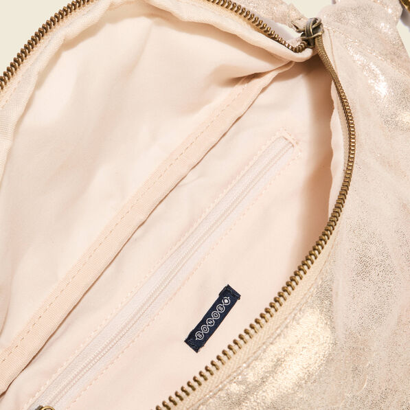 Sac banane métallisé beige femme