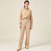 Pantalon cargo fluide beige femme