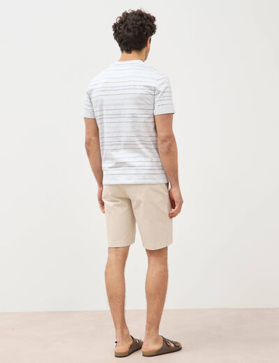T-shirt cintr&eacute; col rond manches courtes ecru homme