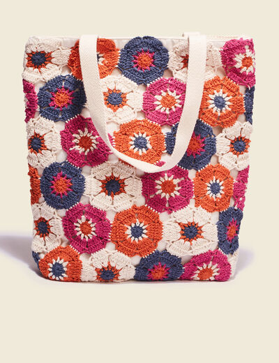 Sac cabas crochet multicolore femme