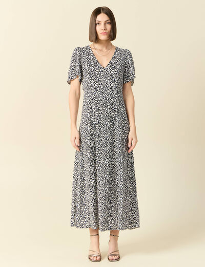 Robe longue éco-responsable bleu femme
