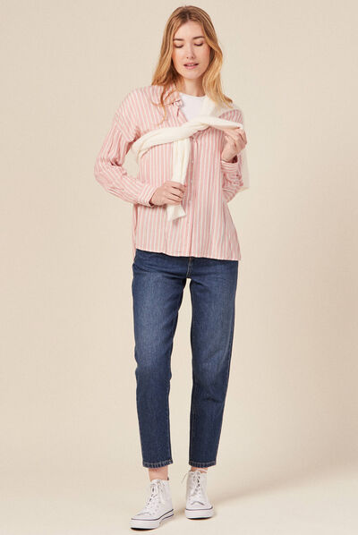 Jeans mom 7/8ème denim brut femme