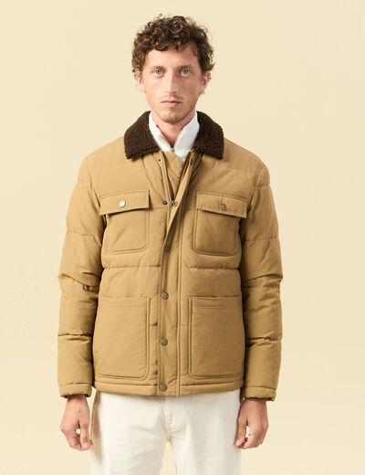 Doudoune droite mi-longue vert kaki homme