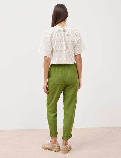 Pantalon taille standard vert olive femme