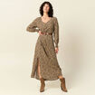 Robe longue &eacute;vas&eacute;e taupe femme