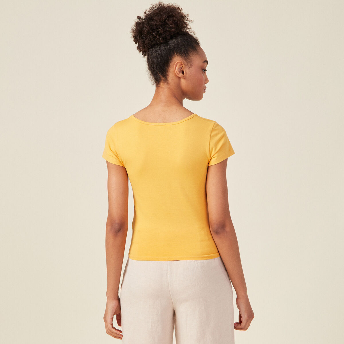 T-shirt manches courtes jaune femme