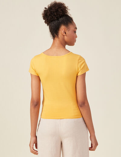 T-shirt manches courtes jaune femme