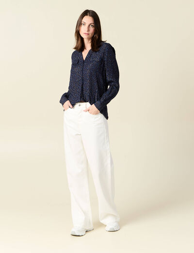 Chemise manches longues bleu marine femme
