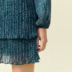Robe &eacute;vas&eacute;e bas pliss&eacute; bleu canard femme