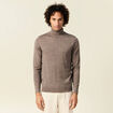 Pull 100% laine mérinos marron foncé homme