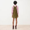 Robe sans manches en velours vert olive femme