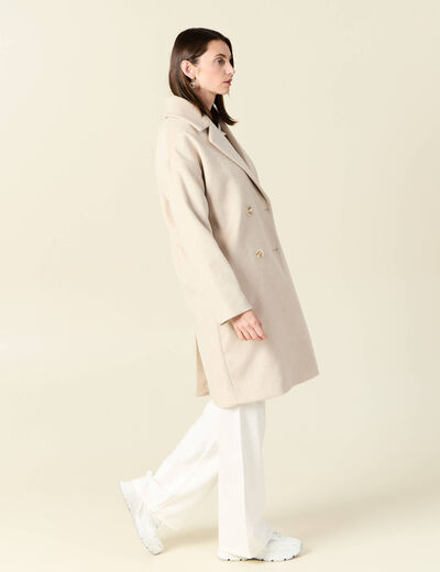 Manteau long oversize creme femme