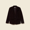 Veste blazer velours marron fonc&eacute; femme