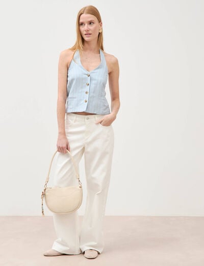 Gilet sans manches col v bleu ciel femme