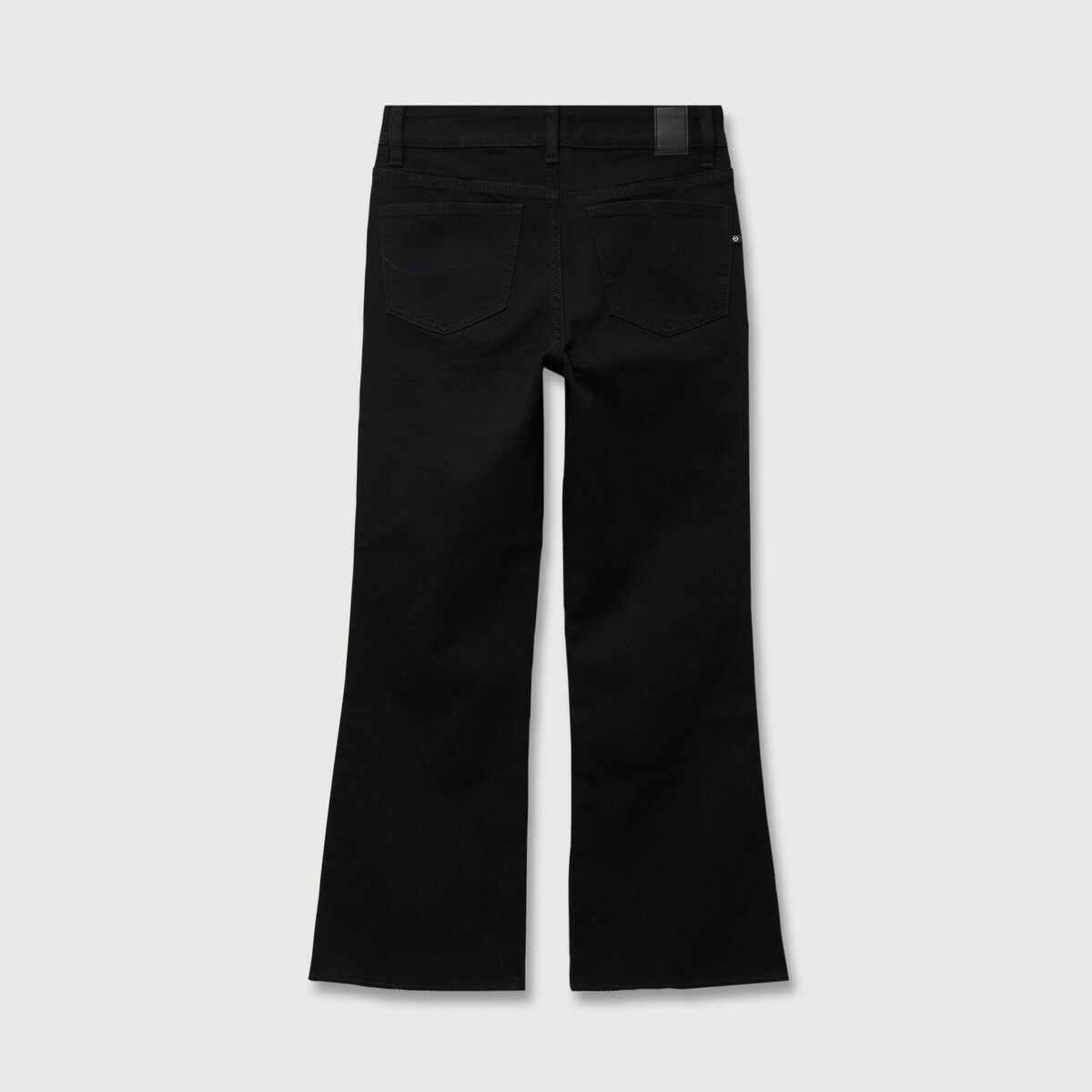 Jeans bootcut cropped taille bascul&eacute;e denim noir femme