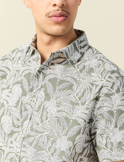 Chemise manches courtes vert kaki homme