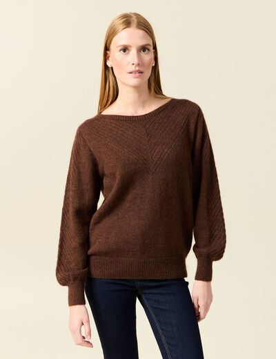 Pull manches longues fabriqué en France marron foncé femme