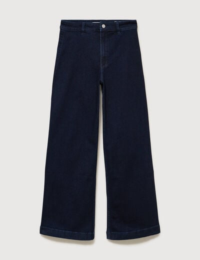 Jeans large taille haute denim brut rinse femme