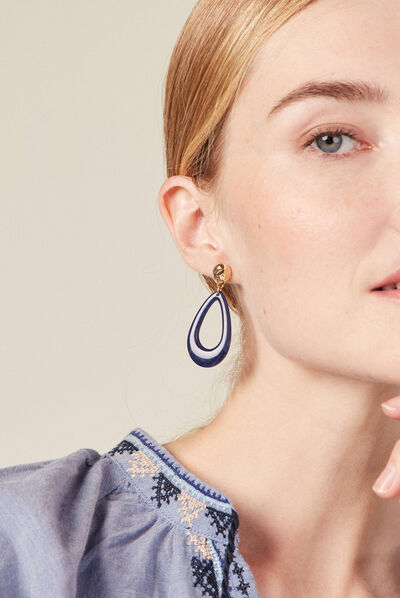 Boucles d'oreilles pendantes bleu marine femme