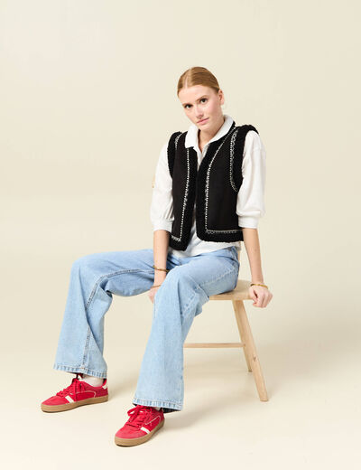 Polo manches 3/4 ecru femme