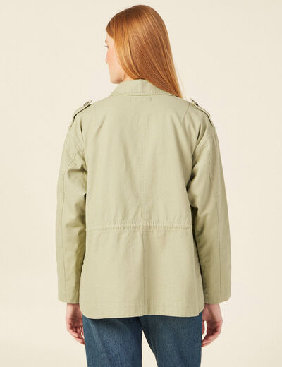 Veste droite avec poches vert kaki femme