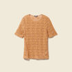 T-shirt cintré col rond dentelle terracotta femme