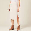 Jupe tricot midi ajustée beige femme