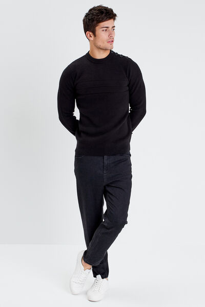 Pull manches longues noir homme