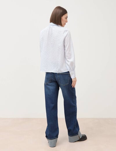 Chemise manches longues col am&eacute;ricain bleu ciel femme