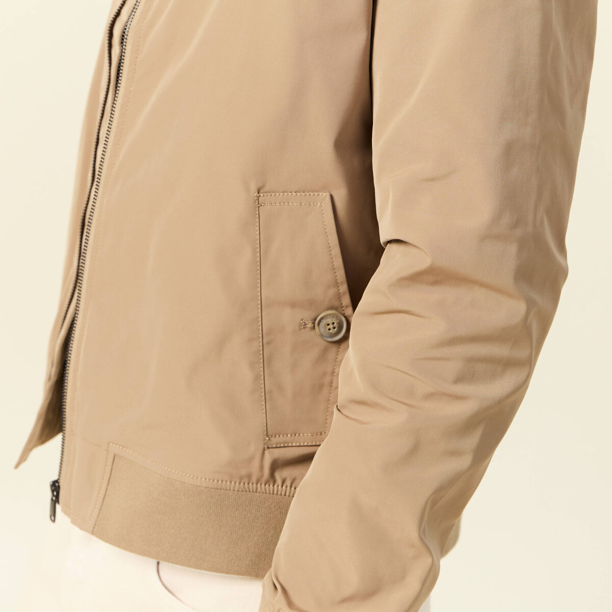 Blouson col droit manches longues marron homme