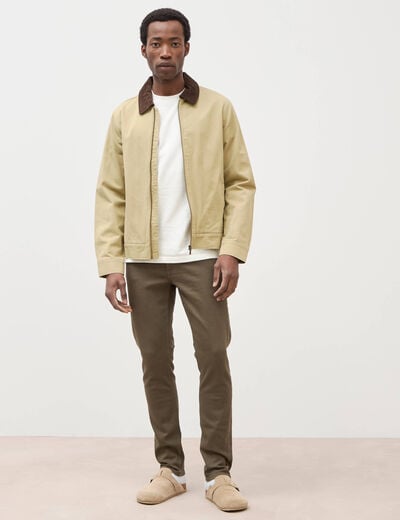 Jeans slim 5 poches vert kaki homme