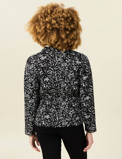 Gilet manches longues noué noir femme
