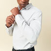 Chemise droite courte en coton gris fonc&eacute; homme