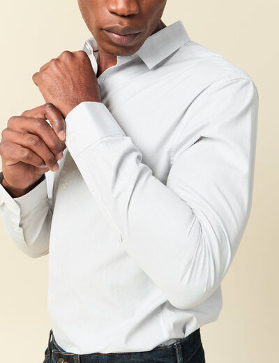 Chemise droite courte en coton gris fonc&eacute; homme