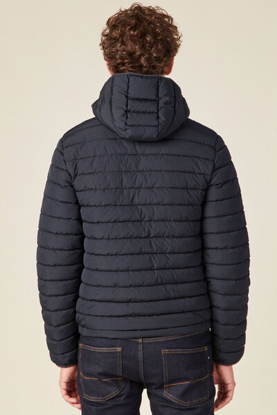 Doudoune droite à capuche bleu marine homme
