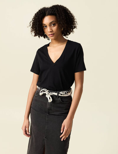 T-shirt manches courtes noir femme