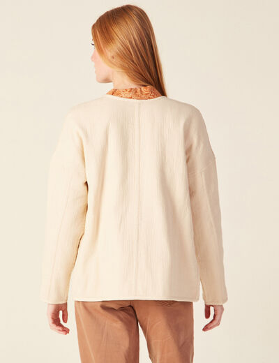 Veste droite boutonnée creme femme