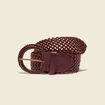 Ceinture tressée en cuir marron femme