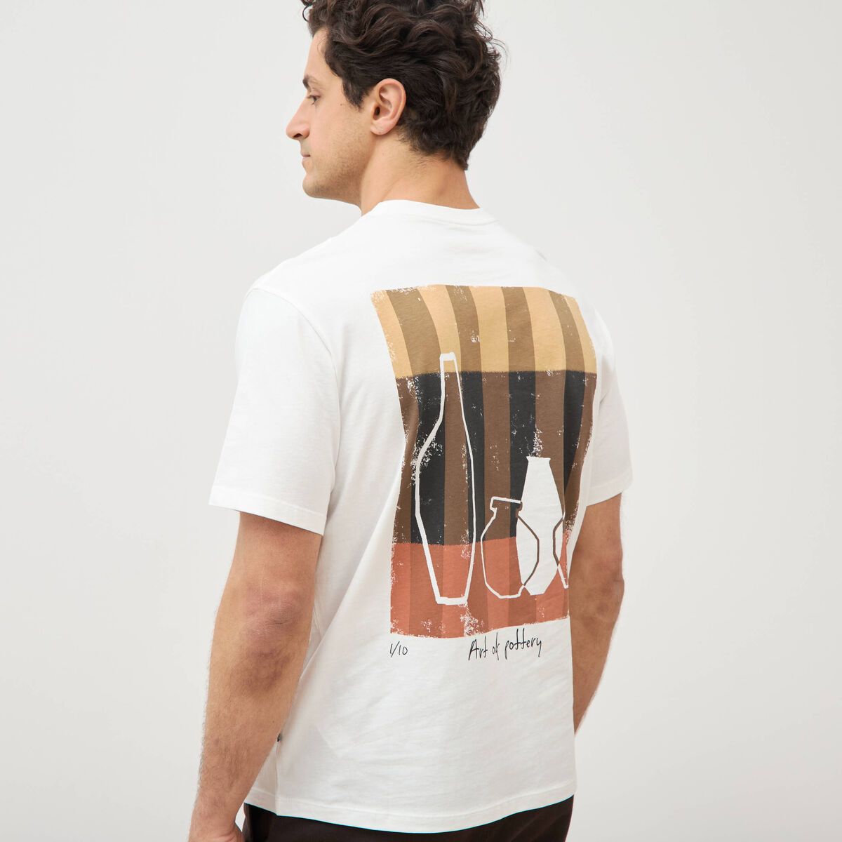 T-shirt en coton ecru homme