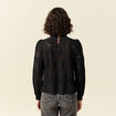 Blouse cintr&eacute;e dentelle manches longues noir femme