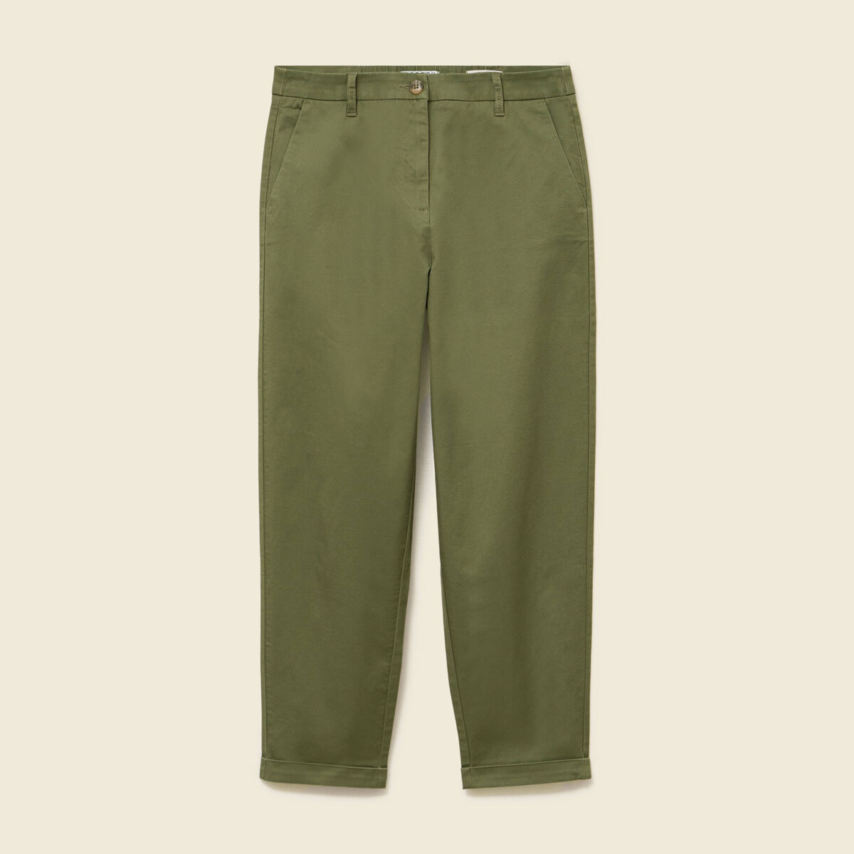 Pantalon taille haute fluide vert kaki femme